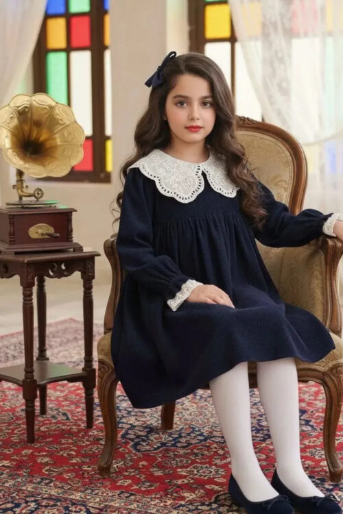 پیراهن مخمل سرمه ای